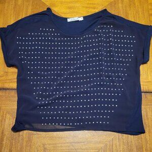 Chloe K Navy Blue Studded Tee Shirt